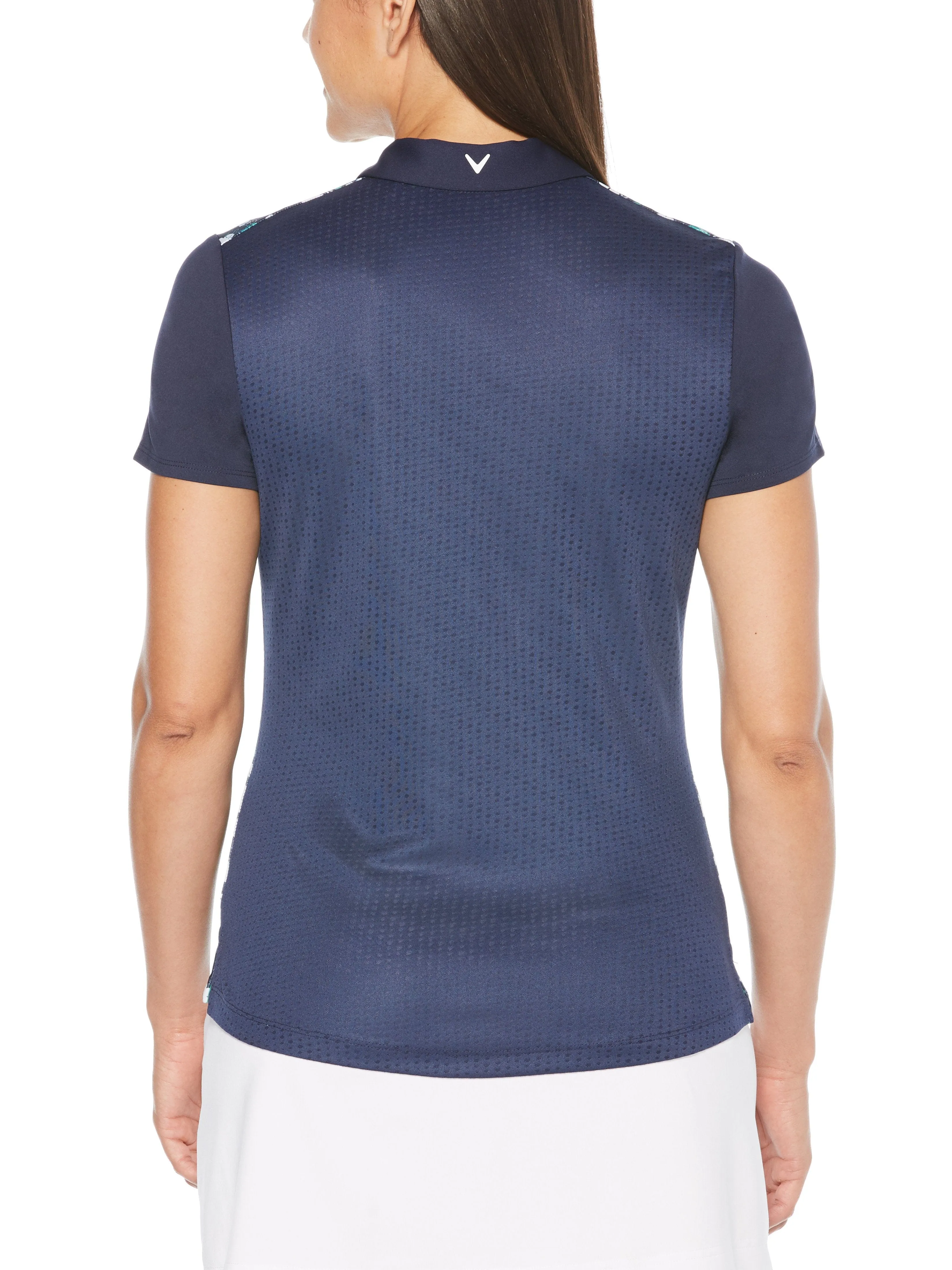 Womens Ventilated Mini Floral Print Polo