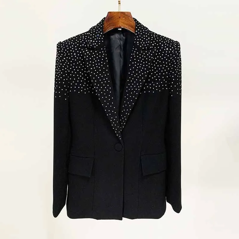 Womens Wedding Suit Luxury Hand Made Sequined Blazer   High Waist Skirt Suit Formal Suits