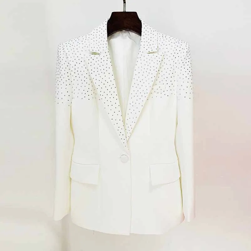 Womens Wedding Suit Luxury Hand Made Sequined Blazer   High Waist Skirt Suit Formal Suits