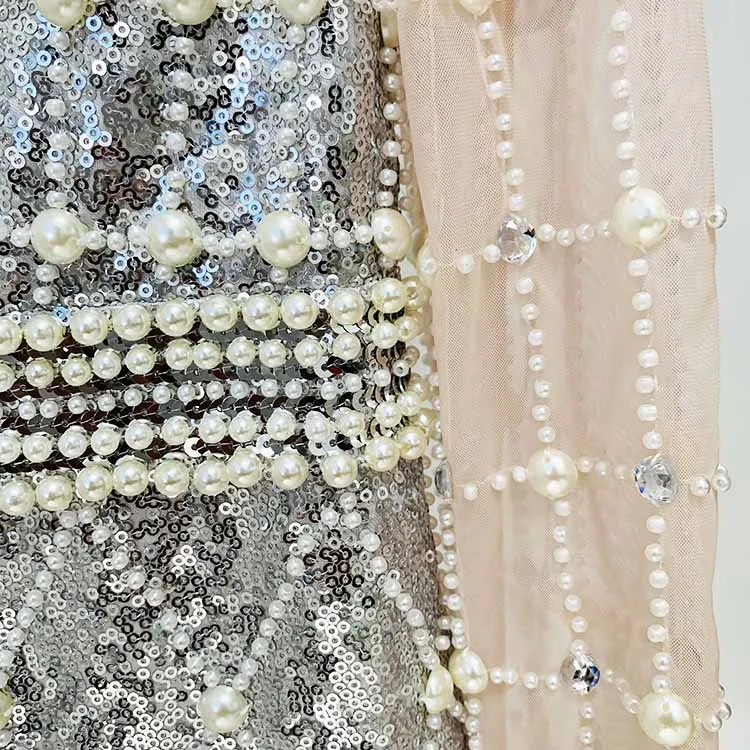 Womne Diamond Glamorous Mini Dress Sequined Long Sleeve Short Prom Dress