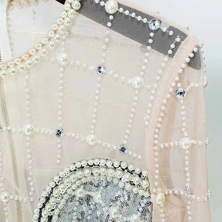 Womne Diamond Glamorous Mini Dress Sequined Long Sleeve Short Prom Dress