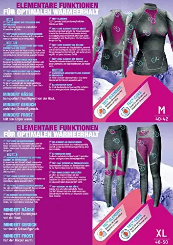 YOOY Women's Ski Thermal Underwear Set Quick Dry Funktion Activewear Ladies Sports Long Sleeve Outdoors Shirts and Pants Rose XL