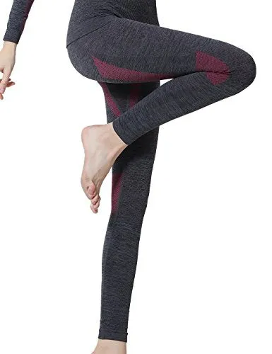 YOOY Women's Ski Thermal Underwear Set Quick Dry Funktion Activewear Ladies Sports Long Sleeve Outdoors Shirts and Pants Rose XL