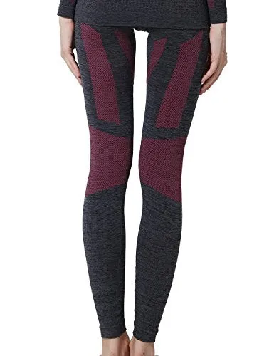 YOOY Women's Ski Thermal Underwear Set Quick Dry Funktion Activewear Ladies Sports Long Sleeve Outdoors Shirts and Pants Rose XL