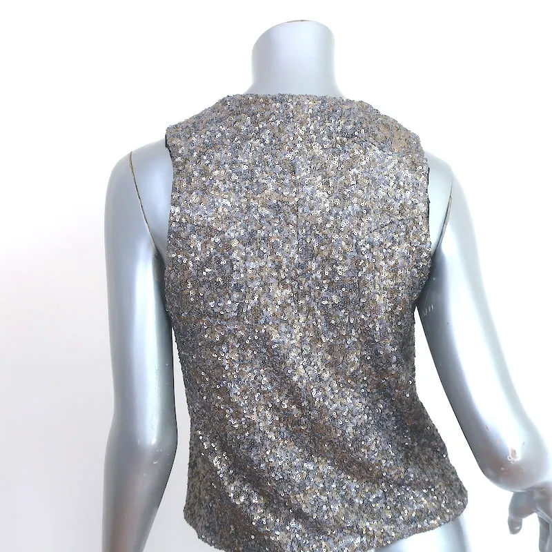 Zadig & Voltaire Emilie Sequined Vest Silver/Gold Size Medium