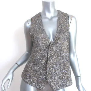 Zadig & Voltaire Emilie Sequined Vest Silver/Gold Size Medium